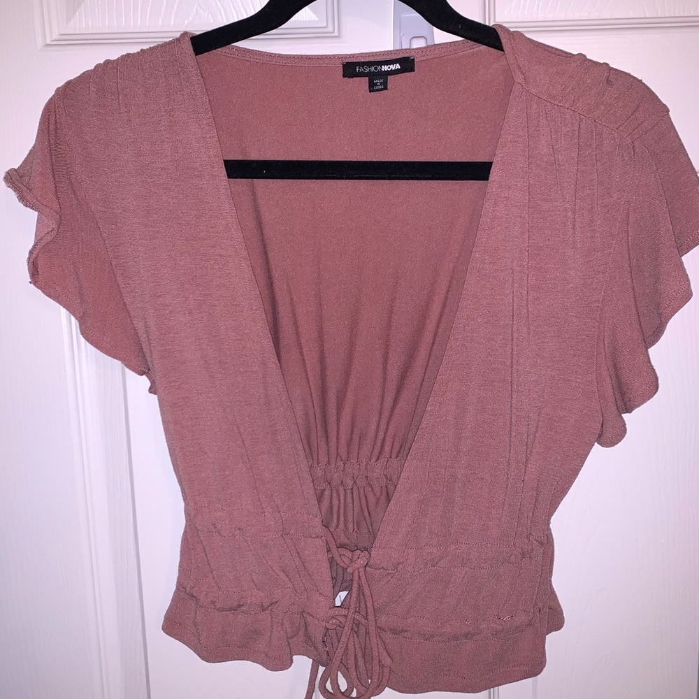 Mauve tie front top